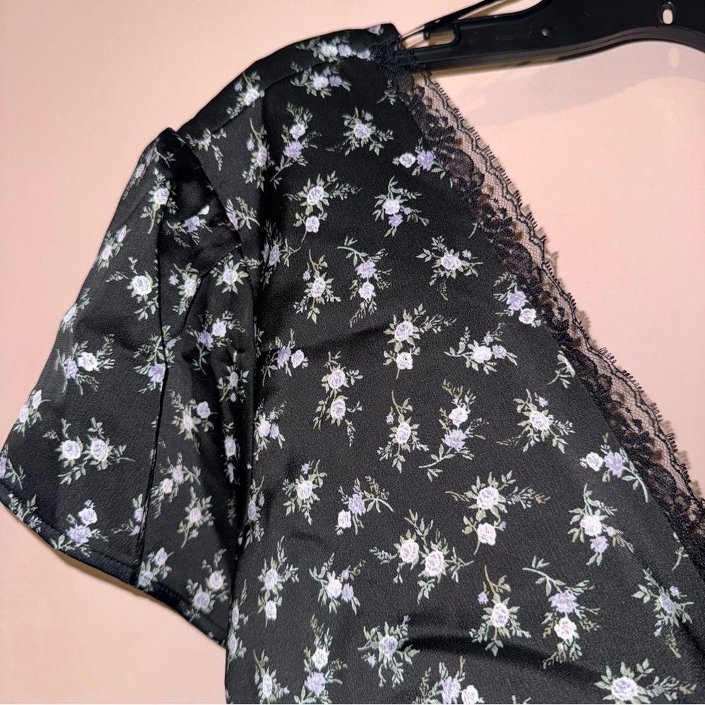 And Now This Macy’s Black Satin Floral Lace Trim Maxi Slip Dress Size XL NWT! - Picture 5 of 9